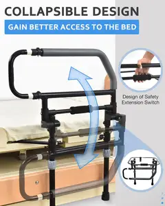 Bedrail Voor Ouderen, Bed Assist Handgreep Met Opbergvak Voor Oudere Volwassenen Die Thuis En Op Slaapzaal In En Uit Bed Komen