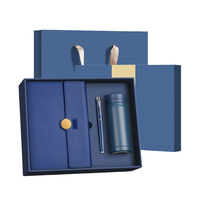 Portafolio de Cuero Azul Marino para Venta Corporativa, Christian Journals, Caja de Regalo Personalizada con Cuaderno, Botella y Bolígrafo