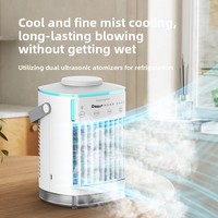 Enfriador de Aire con Función de Enfriamiento por Agua y Hielo, Modelo Compacto de Escritorio, Uso en Casa o Dormitorio, Funcionamiento Silencioso, Purificador de Aire, Control Táctil