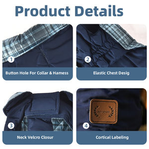 निविड़ अंधकार टिकाऊ क्लासिक प्लेड पैटर्न Muti रंग प्रतिवर्ती नरम Cozt गर्म कुत्ते कोट - Product Image 6