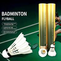 Volant de badminton professionnel de tournoi en plumes de canard hybrides, sandwich 2 couches avec liège – Haute élasticité, léger, super durable