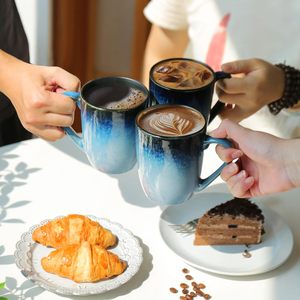 Lot de 6 grandes tasses à café en céramique modernes avec poignée Cacao Tasses à thé amusantes pour le <span class=keywords><strong>bureau</strong></span> et la maison Cadeau - Product Image 5