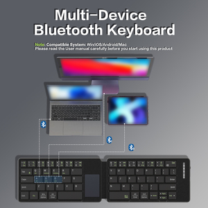 Mini Wireless BT Ultra Thin Folding Leather <b>Keyboard</b> With Touchpad Portable Business Travel Silent <b>Keyboard</b> For Laptop /Tablet - Product Image 3