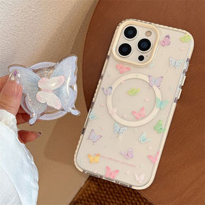 Funda de teléfono magnética con rotación de mariposa bonita coreana para IPhone 16 15 14 Pro Max 13 funda con soporte <span class=keywords><strong>Tok</strong></span> - Product Image 5