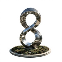 Sculpture Moderne d'Extérieur pour Jardin et Place Publique, en Acier Inoxydable Poli Miroir, Forme Infinie en 8, Grande Statue d'Art Métallique Abstrait