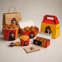 Boîtes en carton personnalisées pour emballages de restauration rapide, pliables, pour frites, poulet, hamburgers, à emporter, avec logo imprimé