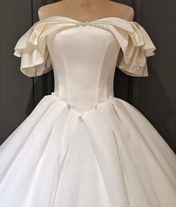 Nouvelles robes de mariée simples en satin nuage perlé, robes de mariée fines pour la brigade de photographie, robes de mariage - Product Image 3