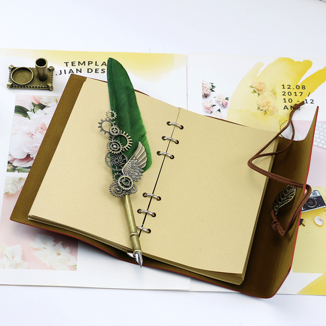 Goose Retro Fountain Pen With White Plastic Ballpoint Metal B5 Pens Ink Set Quill for Sale Gel Calligraphy and Feather Pen Set