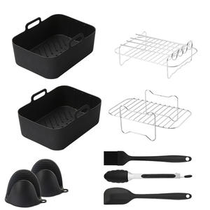 Ensemble d'accessoires pour friteuse à air, panier rectangulaire avec poignées, plateau d'insertion en silicone de qualité alimentaire résistant à la chaleur pour <span class=keywords><strong>Ninja</strong></span> AF400 AF500 - Product Image 5