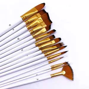 Artist Paint Brush Set Wholesale 15pcs Nylon Artist Paint Brush With Pop-up Carrying Case And Palette Knife Sponge