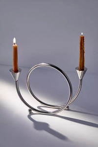 Set of 2 Sculptural Brass Cylinder <b>Glass</b> <b>Hurricane</b> <b>Candle</b> <b>Holders</b> Heat Resistant Home Decor - Product Image 4