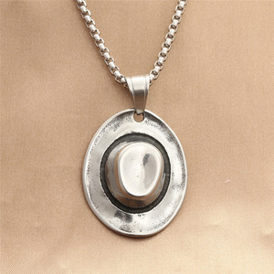 Collar con Colgante de Sombrero de Vaquero de Acero Inoxidable, Estilo Punk Retro para Hombre, Diseño Geométrico, Joyería de Moda - Product Image 1
