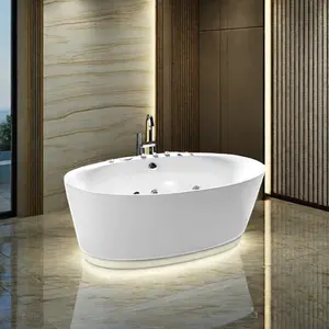 中国批发销售船形亚克力混凝土独立式浴缸转角按摩浴缸