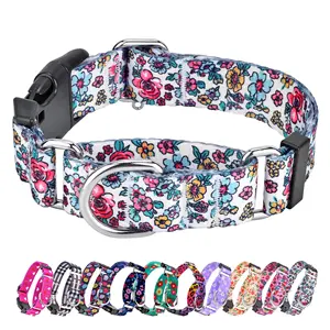 Manufacturer Custom Personalized Sublimation Adjustable Collar Dog Polyester Dog Collar Martingale Dog Collar