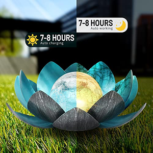 Lámpara Solar de Loto con Logotipo Personalizado al por Mayor, Lámpara de Metal Duradera con Forma de Flor, Adorno de Jardín Impermeable para Exteriores, Directo de Fábrica - Product Image 5