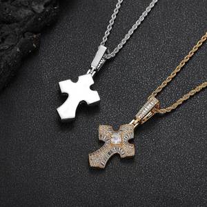 록 힙합 목걸이 지르콘 블링 골드 실버 크로스 매력 펜던트 목걸이 남성용 패션 보석 - Product Image 5