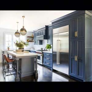 Gabinetes de Cocina Modernos de Laca Nueva de Fábrica, Diseño Azul Shaker, Armario de Cocina de Madera con Isla de Cocina - Product Image 6