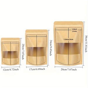 Sachet Doypack en papier kraft brun refermable avec fermeture éclair, thermoscellable, pour aliments, avec fenêtre mate - Product Image 2