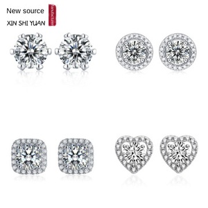Pendientes con incrustaciones de cuatro garras clásicos de plata S925 para mujer de gama alta Diseño elegante simple con joyería de lujo ligera de moissanita de lujo - Product Image 2