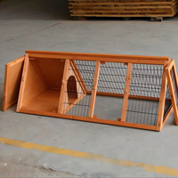 Petit enclos pour lapins, poulailler extérieur en A, cage à cailles avec 1 porte et enclos de sortie, nichoir triangulaire en bois pour petits animaux
