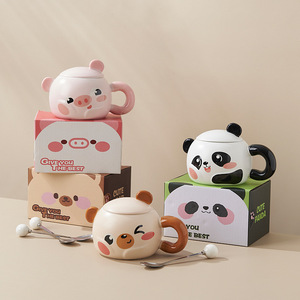 <span class=keywords><strong>Tasse</strong></span> en céramique de <span class=keywords><strong>tasse</strong></span> d'<span class=keywords><strong>animal</strong></span> de dessin animé mignon avec le cadeau de couvercle pour le souvenir de cadeau d'anniversaire d'amis - Product Image 3