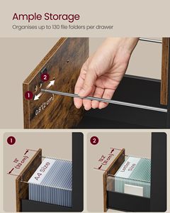 Meuble de Rangement de Bureau SENYU, Armoire à Documents, Support d'Imprimante, 4 Tiroirs Verrouillables, Barres Suspendues Ajustables pour Documents A4/Lettre, Style Vintage - Product Image 4