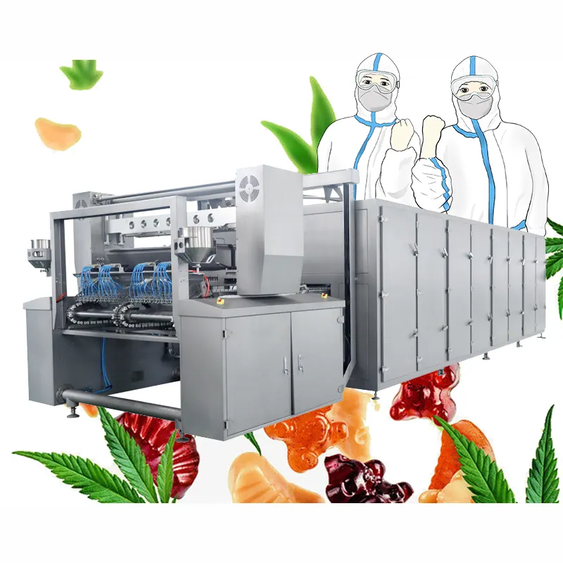 स्वास्थ्य ऑर्गेनिक्स ग्रीन चिपचिपा कैंडी बनाने की मशीन/चिपचिपा चिपचिपा भालू के लिए जेली कैंडी उत्पादन लाइन मशीन छोटे