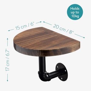 Étagère industrielle <span class=keywords><strong>Navaris</strong></span> en tuyau d'acier, petites étagères arrondies, supports d'étagère, 79" x 59", étagère murale, taille S, brun foncé - Product Image 3