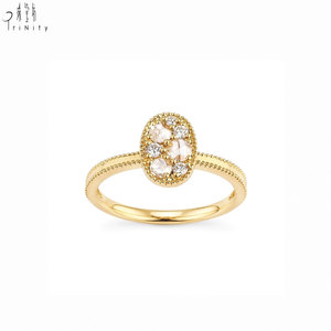 Bague en or jaune massif 18 carats avec diamant naturel taille rose vintage, sertie de milgrain, empilable, bijoux fins pour femme, vente en gros - Product Image 4