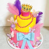 Ensemble de 9 décorations de gâteau d'anniversaire de princesse, couronne, papillon, plume, nœud, décorations de gâteau, fournitures de fête, ensemble de décoration de gâteau