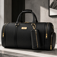 Sac de voyage en cuir vegan à motifs avec pochette amovible, sac de week-end grande capacité avec poignée de transport, pour hommes, cinq couleurs