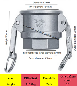 304 Stainless Steel <b>Quick</b> Connect D-Type Female Thread Snap-on Water Pipe <b>Connector</b> with Male NPT Threads and Hooks - Product Image 3