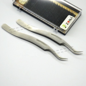 Pinzas para Extensiones de Pestañas de Acero Inoxidable Resistentes a la Oxidación con Mango Ergonómico Alargado y Puntas Curvas para un Mejor Rendimiento, Marca Personalizada - Product Image 4