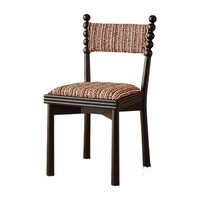 Chaise de salle à manger rétro en bois massif de style français avec revêtement en velours - Chaise de jardin stable et durable pour l'extérieur