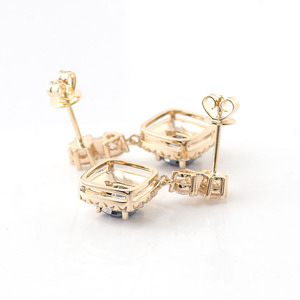 High Quality 18 Karat Gold <b>Cushion</b> Blue Moissanite Diamond Certified Gemstones Designer Earrings Jewelry for Women Wedding - Product Image 3