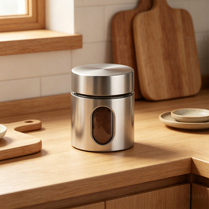 Tenrey Petite boîte à café en acier inoxydable étanche à l'air pour stockage au sol en grains de café - Product Image 2