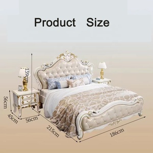 europäische art modern luxus design schlafzimmer-set günstig holz kastenbett design doppelbett mit massivholzrahmen in king-size - Product Image 5