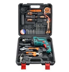 Kits de perceuse à percussion multifonctionnels pour réparation domestique et bricolage, <span class=keywords><strong>outil</strong></span> manuel avec embouts en acier et plastique pour la peinture, étui inclus - Product Image 1