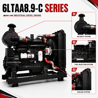 Moteur diesel industriel stationnaire Cummins 6LTAA8.9-C300, 6 cylindres, 224 kW, 300 CV, 2200 tr/min, pour excavatrice, chargeuse sur pneus