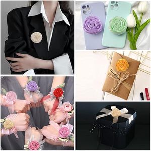 Laços Mini Rosas de Flores em Fita de Cetim para Artesanato, Costura DIY, Apliques para Casamentos, Decoração e Presentes - Product Image 5