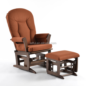 Nursery room furniture wooden glider smooth rocking chair with <b>stool</b> living room rocking arm <b>sofa</b> chair - Product Image 1