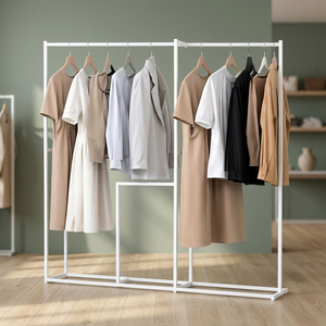 Minimalist Metal Clothing <b>Rack</b> Standing Type Double Tier Multifunctional Storage Holder for Bedroom Living Room Dorm Office - Product Image 5