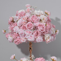 Centro de Mesa Floral 5D Hecho a Mano con Flores en Tonos Pastel Rosa, Azul y Amarillo para Bodas, Despedidas de Soltera y Fiestas de Cumpleaños