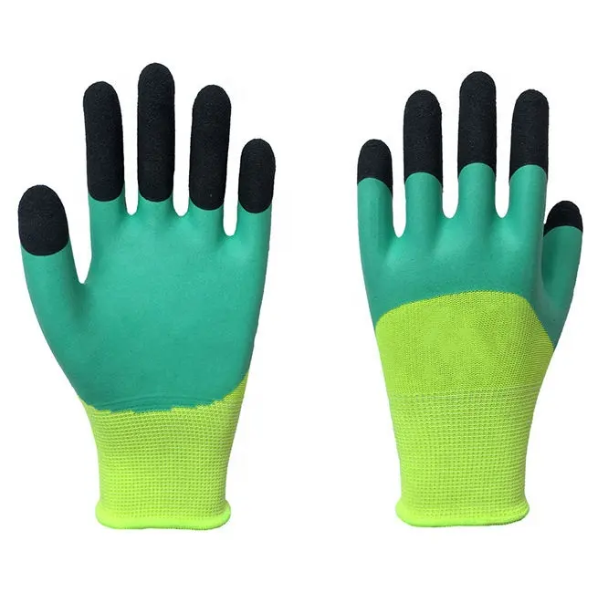 Polykatoen Liner Latex Foam Gecoate Afwerking Winter Handschoen Arbeid Bescherming Nylon Foam Slijtvaste Beschermende Met Latex Handschoenen