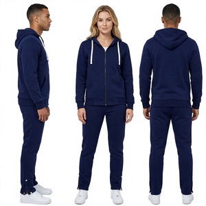 ชุดวอร์มมีฮู้ดแบบ unisex ปิดด้วยเชือกผูก ระบายอากาศได้ดี เป็นมิตรกับสิ่งแวดล้อม ผ้าฝ้ายฟลีซ 100% ลายเรียบ/ลายทาง มีกระเป๋าข้าง - Product Image 1