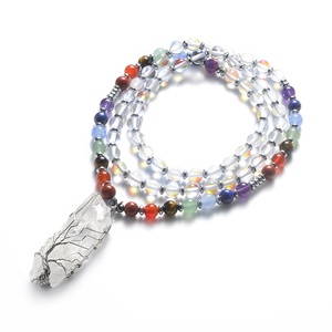 Amatista y 7 Chakra cuentas de <span class=keywords><strong>cristal</strong></span> en bruto prisma Hexagonal Árbol de la vida colgantes Chakra inicial collar de la joyería - Product Image 3