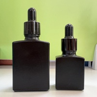 Envase de Lujo para Cosméticos y Cuidado de la Piel, Botella de Vidrio con Gotero para Aceite Esencial para Barba y Cabello, Negro Mate, 20ml 30ml 50ml 100ml, 100 Unidades