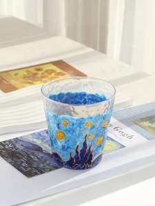La linea di tazza da tè <span class=keywords><strong>in</strong></span> stile notte stellata di Van Gogh di lusso dipinta a mano su <span class=keywords><strong>vetro</strong></span> ecologico viene fornita con una scatola regalo colorata - Product Image 5