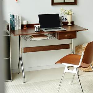 Escritorio de Madera Maciza Estilo <span class=keywords><strong>Bauhaus</strong></span> Vintage, Escritorio Simple Retro para Apartamentos Pequeños, Mesa de Estudio para Oficina en Casa con Cajón, Escritorio SR DIY - Product Image 1