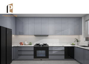 Gabinete de <span class=keywords><strong>Cocina</strong></span> <span class=keywords><strong>Modular</strong></span> de Melamina <span class=keywords><strong>Blanca</strong></span> Estilo Shaker, Encimera Ecológica de Mármol/Laminado/Resina, Fregadero y Grifo, <span class=keywords><strong>Cocina</strong></span> Pequeña Moderna - Product Image 5